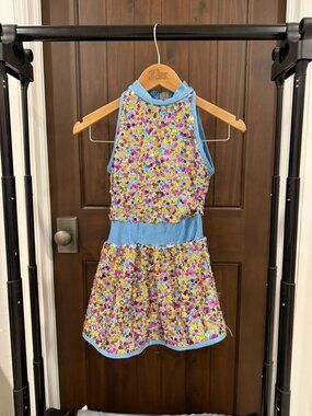 Blue Sequin Curtain Call Dance Costume